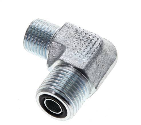 Raccord coudé 90° en acier zingué UN 11/16''-16 x UNF 9/16''-18 mâle ORFS 630 Bar - Hydraulique