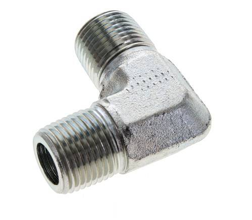 Raccord coudé 90° 1/2'' NPT mâle en acier zingué 225 Bar - Hydraulique