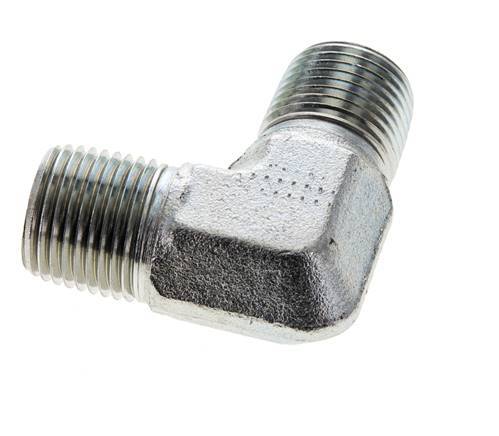 Raccord coudé 90° 1/2'' NPT mâle en acier zingué 225 Bar - Hydraulique