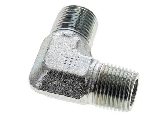 Raccord coudé 90° 1/2'' NPT mâle en acier zingué 225 Bar - Hydraulique