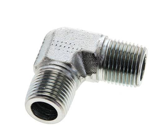 Raccord coudé 90° 1/2'' NPT mâle en acier zingué 225 Bar - Hydraulique