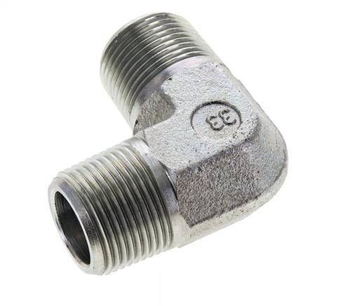 Raccord coudé 90 degrés 3/4'' NPT mâle en acier zingué 200 Bar - Hydraulique