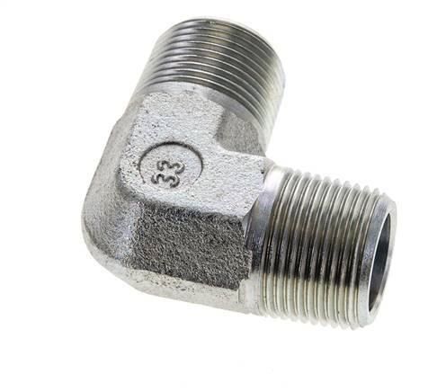 Raccord coudé 90 degrés 3/4'' NPT mâle en acier zingué 200 Bar - Hydraulique