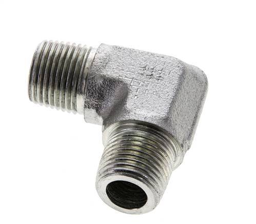 Raccord coudé 90° en acier zingué 3/8'' NPT mâle 250 Bar - Hydraulique
