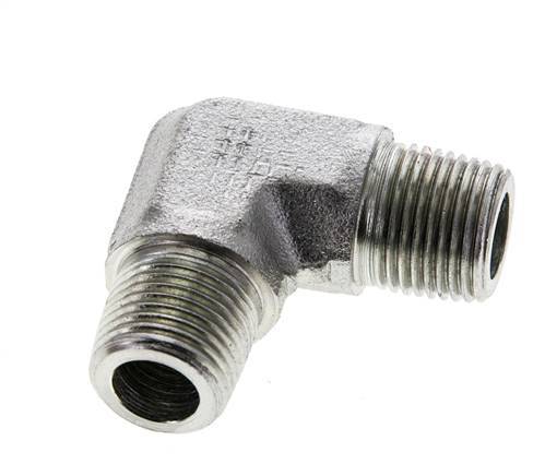 Raccord coudé 90° en acier zingué 3/8'' NPT mâle 250 Bar - Hydraulique