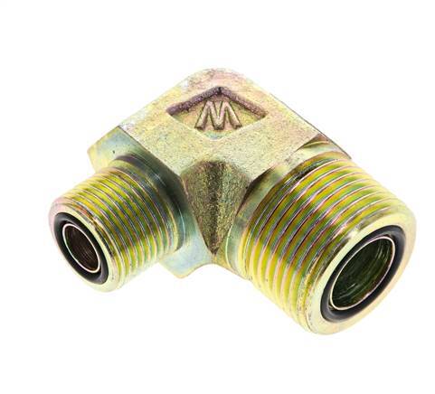 Raccord coudé 90° en acier zingué UN 1-3/16''-12 x UN 13/16''-16 mâle ORFS 400 Bar - Hydraulique