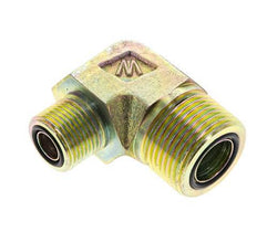 Raccord coudé 90° en acier zingué UN 1-3/16''-12 x UN 13/16''-16 mâle ORFS 400 Bar - Hydraulique