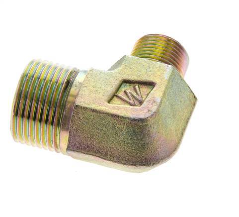 Raccord coudé 90° en acier zingué UN 1-3/16''-12 x UN 13/16''-16 mâle ORFS 400 Bar - Hydraulique