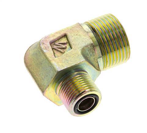 Raccord coudé 90° en acier zingué UN 1-3/16''-12 x UN 13/16''-16 mâle ORFS 400 Bar - Hydraulique