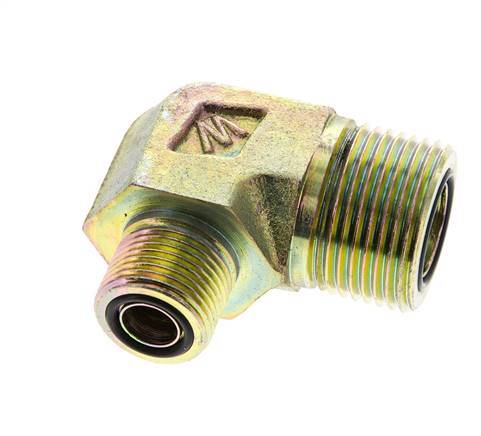 Raccord coudé 90° en acier zingué UN 1-3/16''-12 x UN 13/16''-16 mâle ORFS 400 Bar - Hydraulique