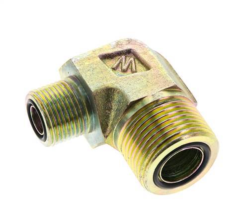 Raccord coudé 90° en acier zingué UN 1-3/16''-12 x UN 13/16''-16 mâle ORFS 400 Bar - Hydraulique