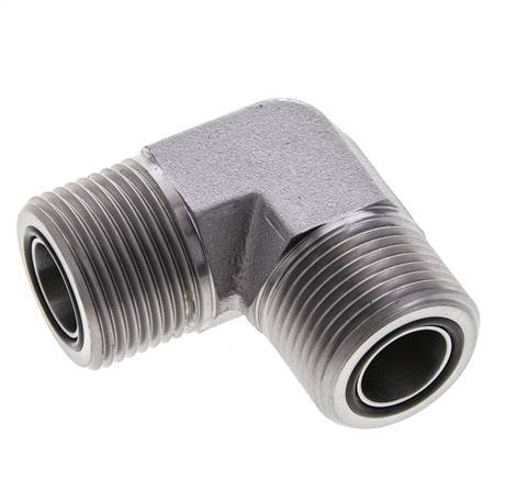 UN 1-3/16''-12 Male Zinc plated Steel 90 deg Elbow Fitting ORFS 400 Bar - Hydraulic