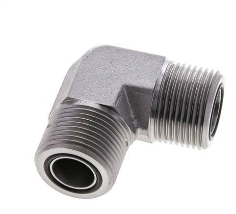 UN 1-3/16''-12 Male Zinc plated Steel 90 deg Elbow Fitting ORFS 400 Bar - Hydraulic