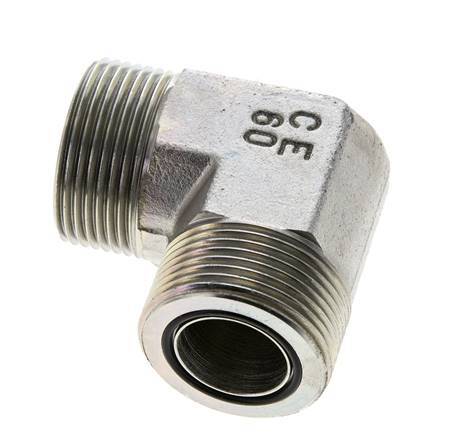 Raccord coudé 90° en acier zingué UN 1-7/16''-12 mâle ORFS 400 Bar - Hydraulique