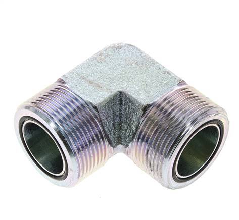Raccord coudé 90° en acier zingué UN 1-11/16''-12 mâle ORFS 250 Bar - Hydraulique