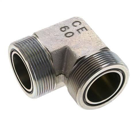 UN 2''-12 Male Zinc plated Steel 90 deg Elbow Fitting ORFS 250 Bar - Hydraulic