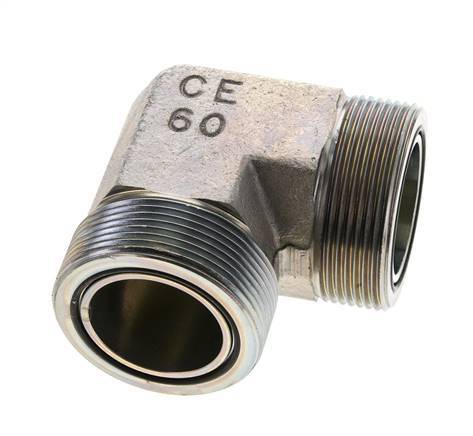 Raccord coudé 90° en acier zingué UN 2''-12 mâle ORFS 250 Bar - Hydraulique