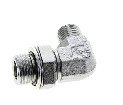 Raccord coudé 90° en acier zingué UN 11/16''-16 x G 1/2'' mâle ORFS 400 Bar - Hydraulique