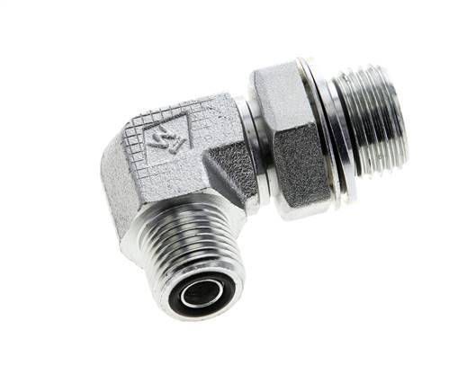 Raccord coudé 90° en acier zingué UN 11/16''-16 x G 1/2'' mâle ORFS 400 Bar - Hydraulique