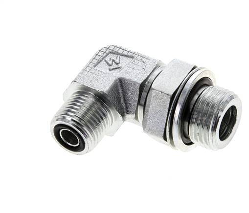 Raccord coudé 90° en acier zingué UN 11/16''-16 x G 1/2'' mâle ORFS 400 Bar - Hydraulique