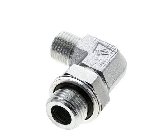 Raccord coudé 90° en acier zingué UN 11/16''-16 x G 1/2'' mâle ORFS 400 Bar - Hydraulique