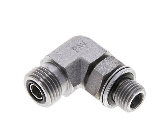Raccord coudé 90° en acier zingué UN 11/16''-16 x G 1/4'' mâle ORFS 400 Bar - Hydraulique