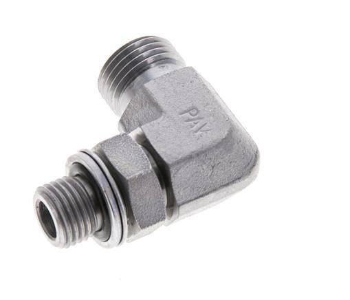 Raccord coudé 90° en acier zingué UN 11/16''-16 x G 1/4'' mâle ORFS 400 Bar - Hydraulique
