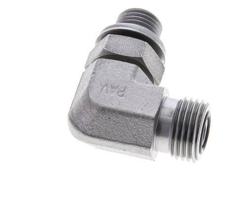 Raccord coudé 90° en acier zingué UN 11/16''-16 x G 1/4'' mâle ORFS 400 Bar - Hydraulique