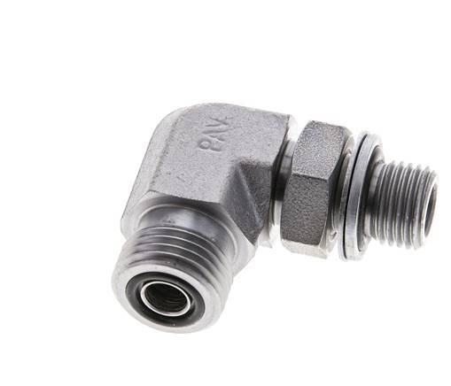 Raccord coudé 90° en acier zingué UN 11/16''-16 x G 1/4'' mâle ORFS 400 Bar - Hydraulique
