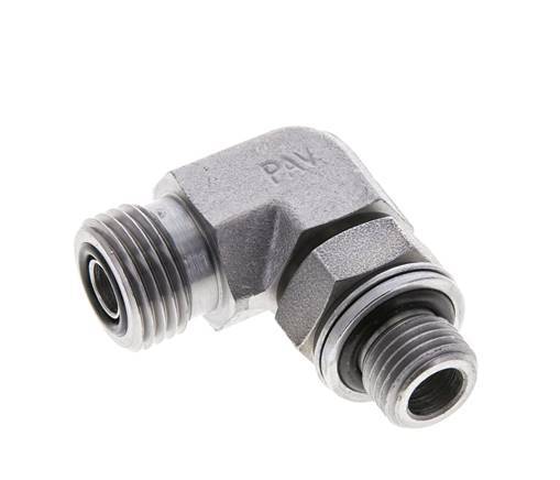 Raccord coudé 90° en acier zingué UN 11/16''-16 x G 1/4'' mâle ORFS 400 Bar - Hydraulique