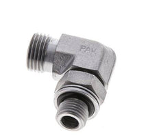 Raccord coudé 90° en acier zingué UN 11/16''-16 x G 1/4'' mâle ORFS 400 Bar - Hydraulique