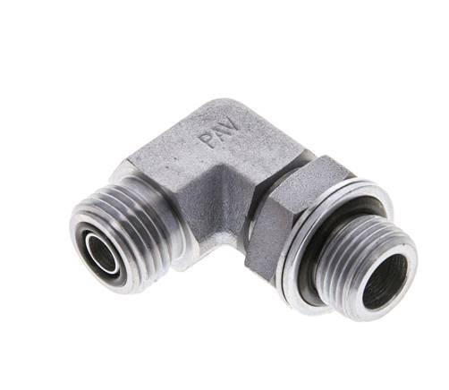 Raccord coudé 90° en acier zingué UN 11/16''-16 x G 3/8'' mâle ORFS 400 Bar - Hydraulique
