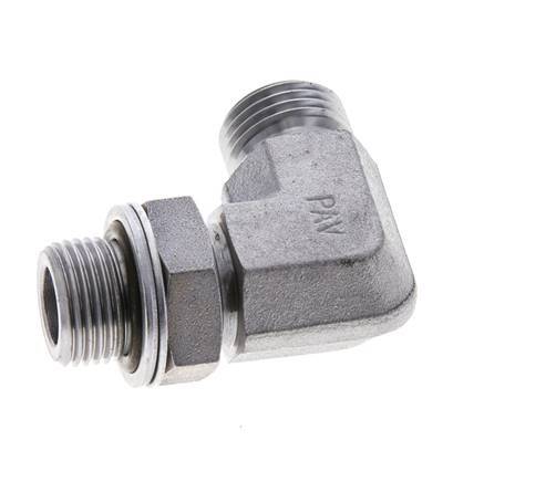 Raccord coudé 90° en acier zingué UN 11/16''-16 x G 3/8'' mâle ORFS 400 Bar - Hydraulique