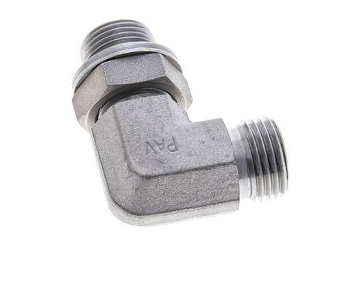 Raccord coudé 90° en acier zingué UN 11/16''-16 x G 3/8'' mâle ORFS 400 Bar - Hydraulique
