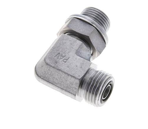 Raccord coudé 90° en acier zingué UN 11/16''-16 x G 3/8'' mâle ORFS 400 Bar - Hydraulique