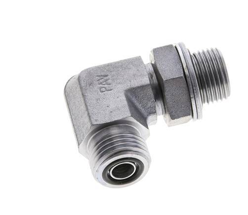Raccord coudé 90° en acier zingué UN 11/16''-16 x G 3/8'' mâle ORFS 400 Bar - Hydraulique