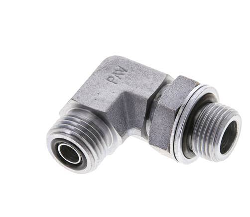 Raccord coudé 90° en acier zingué UN 11/16''-16 x G 3/8'' mâle ORFS 400 Bar - Hydraulique