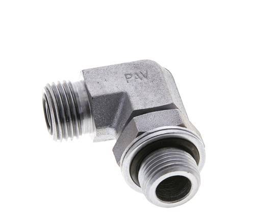Raccord coudé 90° en acier zingué UN 11/16''-16 x G 3/8'' mâle ORFS 400 Bar - Hydraulique