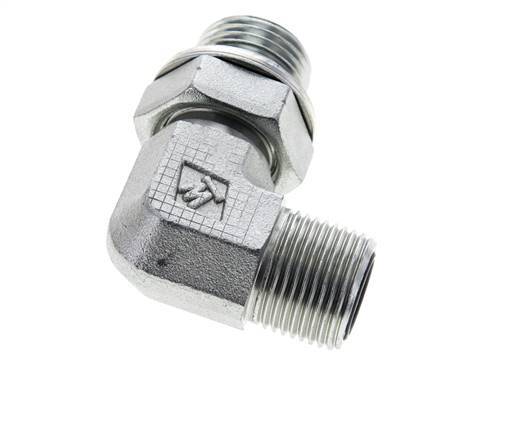Raccord coudé 90° en acier zingué UN 13/16''-16 x G 1/2'' mâle ORFS 400 Bar - Hydraulique