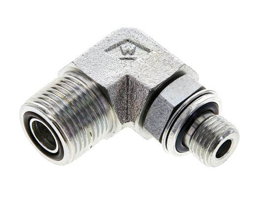 Raccord coudé 90° en acier zingué UN 13/16''-16 x G 1/4'' mâle ORFS 400 Bar - Hydraulique