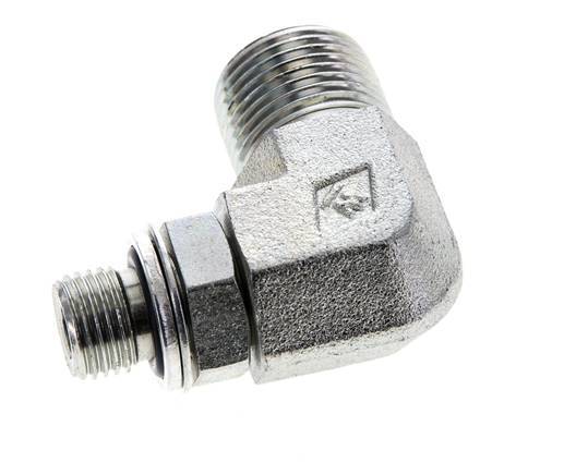 Raccord coudé 90° en acier zingué UN 13/16''-16 x G 1/4'' mâle ORFS 400 Bar - Hydraulique