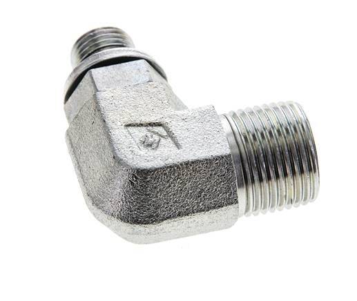 Raccord coudé 90° en acier zingué UN 13/16''-16 x G 1/4'' mâle ORFS 400 Bar - Hydraulique