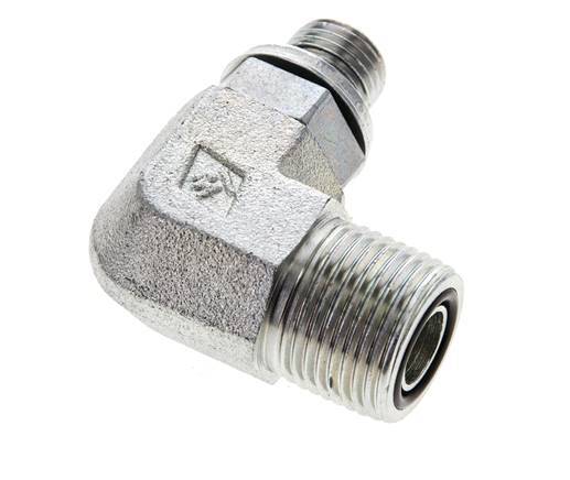 Raccord coudé 90° en acier zingué UN 13/16''-16 x G 1/4'' mâle ORFS 400 Bar - Hydraulique