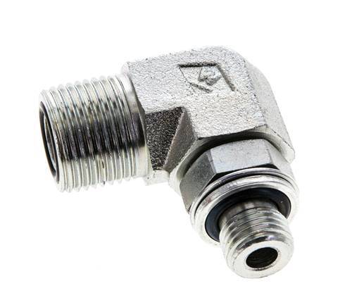 Raccord coudé 90° en acier zingué UN 13/16''-16 x G 1/4'' mâle ORFS 400 Bar - Hydraulique