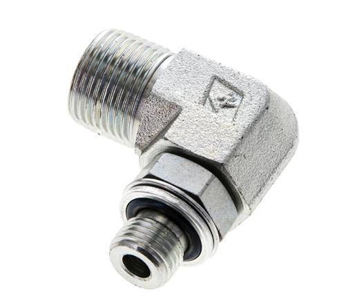 Raccord coudé 90° en acier zingué UN 13/16''-16 x G 1/4'' mâle ORFS 400 Bar - Hydraulique