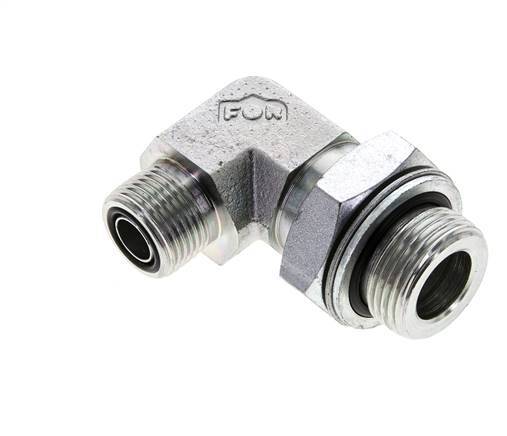 UN 13/16''-16 x G 3/4'' Male Zinc plated Steel 90 deg Elbow Fitting ORFS 400 Bar - Hydraulic