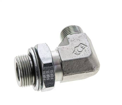 UN 13/16''-16 x G 3/4'' Male Zinc plated Steel 90 deg Elbow Fitting ORFS 400 Bar - Hydraulic