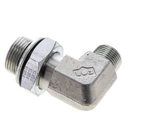 UN 13/16''-16 x G 3/4'' Male Zinc plated Steel 90 deg Elbow Fitting ORFS 400 Bar - Hydraulic