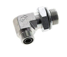 UN 13/16''-16 x G 3/4'' Male Zinc plated Steel 90 deg Elbow Fitting ORFS 400 Bar - Hydraulic