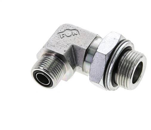 UN 13/16''-16 x G 3/4'' Male Zinc plated Steel 90 deg Elbow Fitting ORFS 400 Bar - Hydraulic
